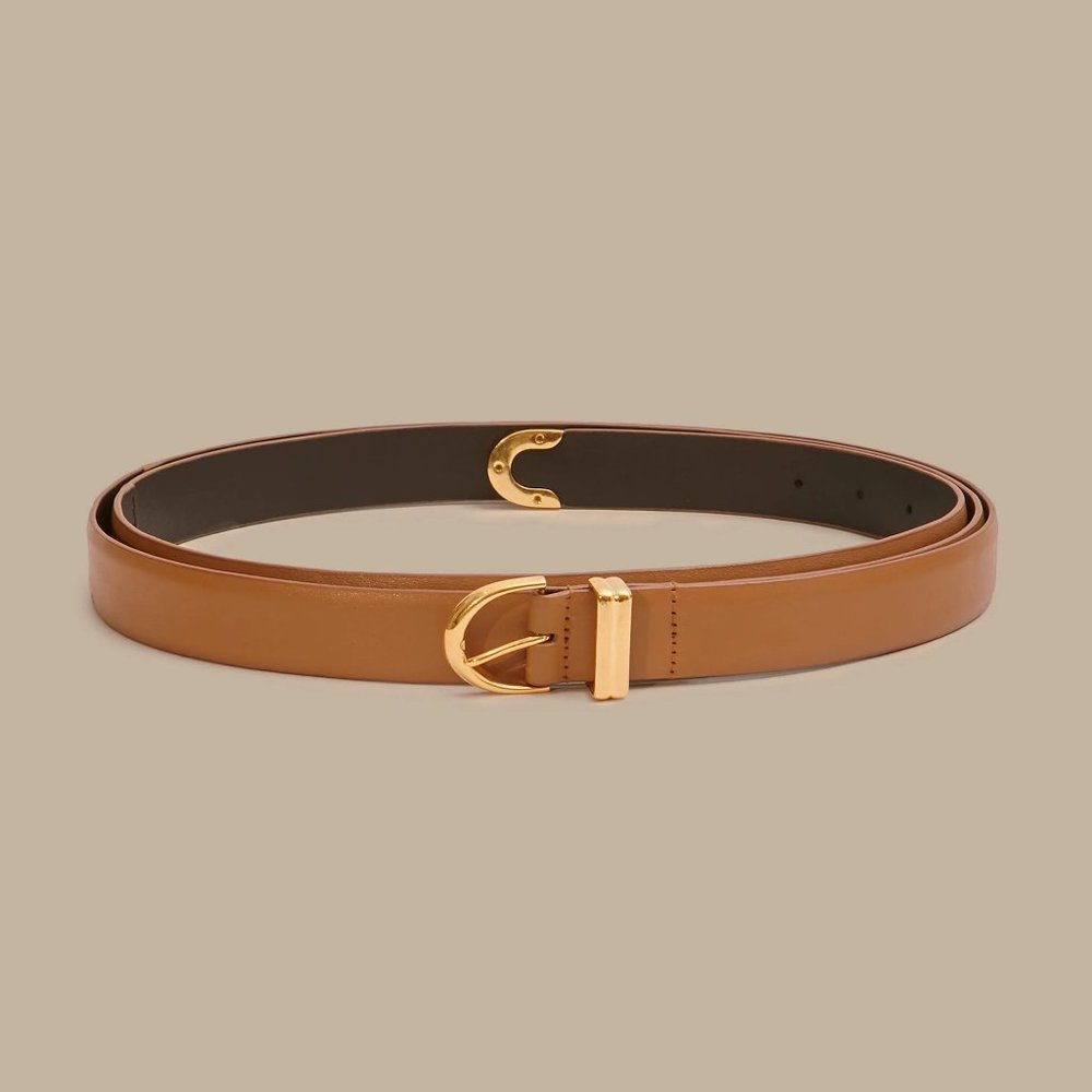 Khaite Leather Brooke Double Wrap Belt in Caramel New, unworn